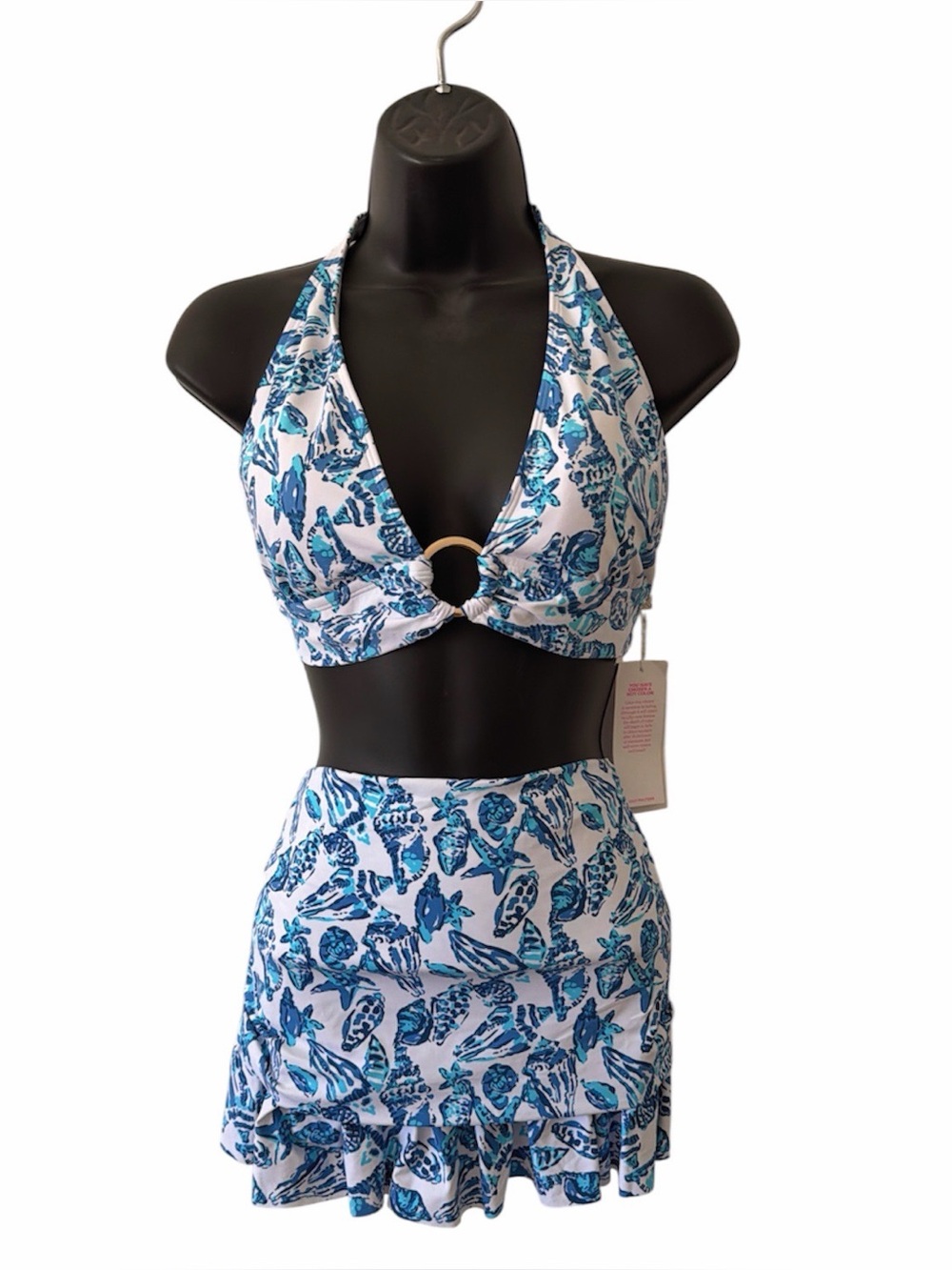 Lilly Pulitzer Isbeth Shell Collector Swim Skirt & Tosby Bikini Top 2PC NWT 16